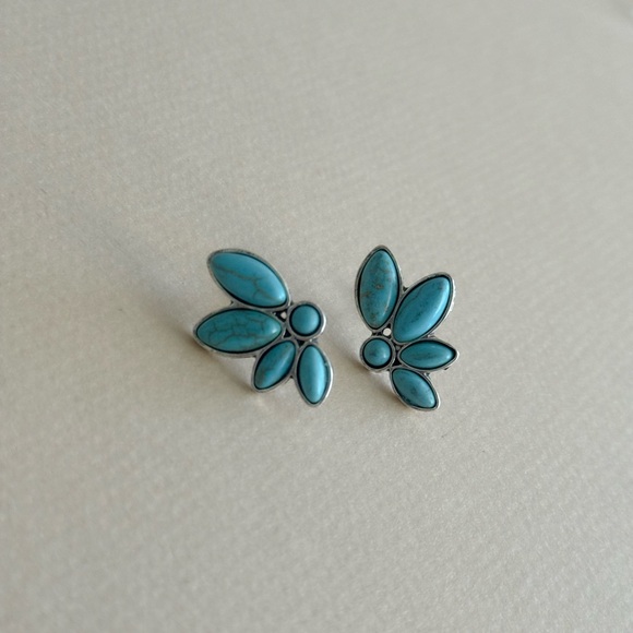 Flower Turquoise Earrings N1747 - Picture 2 of 3